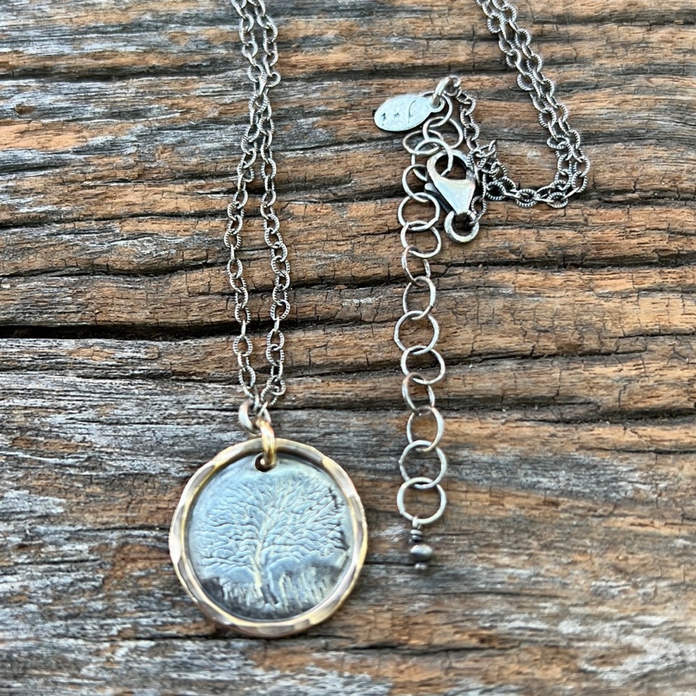 j + i Philadelphia Mighty Oak Necklace Sterling Silver and 14K Gold Fill